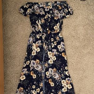 Floral Off the Shoulder Maxi/Romper Dress